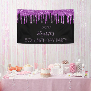 Zwarte paarse glitter glamoureus spandoek