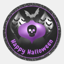 Zwarte & Paarse Glitter Halloween Ornamenten