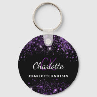 Zwarte paarse glittermonogram initialen