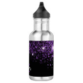 Zwarte paarse glittermonogram waterfles  (Rechts)