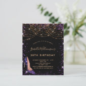 Zwarte paarse glitterschoen uitnodiging voor verja (Staand voorkant)