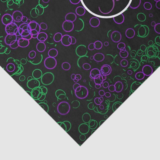 Zwarte Paarse gloedcirkels Monogram Letter-Initiaa Tissuepapier (Detail)