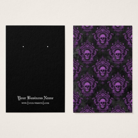 Zwarte Paarse Gothische Skulls Halloween-draagkaar Visitekaartje (Voorkant /achterkant)