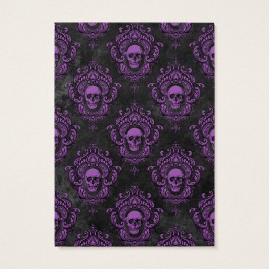 Zwarte Paarse Gothische Skulls Halloween-draagkaar Visitekaartje (Achterkant)