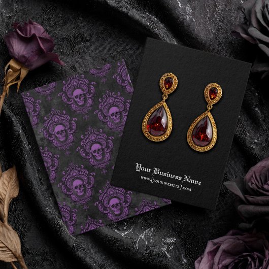 Zwarte Paarse Gothische Skulls Halloween-draagkaar Visitekaartje