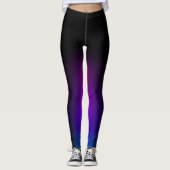 Zwarte Paarse Gradiënt Gloed Leggings (Voorkant)