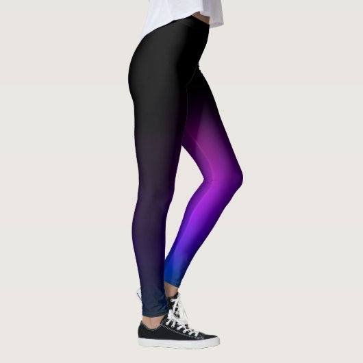 Zwarte Paarse Gradiënt Gloed Leggings (Rechts)