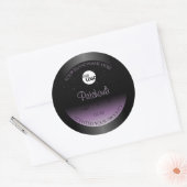 Zwarte Paarse gradiëntproductiketten Glitter-Logo Ronde Sticker (Envelop)