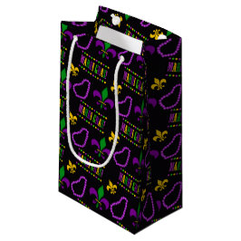 ZWARTE PAARSE GREEN GOLD MARDI GRAS BEADS KLEIN CADEAUZAKJE