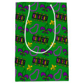 ZWARTE PAARSE GREEN GOLD MARDI GRAS BEADS MEDIUM CADEAUZAKJE (Voorkant)