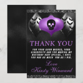 Zwarte Paarse Halloween Ornaments Birthday Party Bedankkaart (Voorkant / Achterkant)