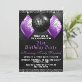 Zwarte Paarse Halloween Ornaments Birthday Party Kaart (Staand voorkant)