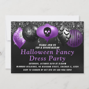 Zwarte Paarse Halloween-versiering Feestelijke Ver Kaart