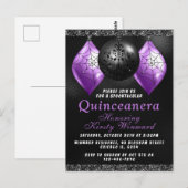 Zwarte Paarse Halloween-versiering Quinceañera Briefkaart (Voorkant / Achterkant)