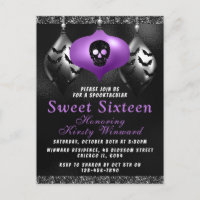 Zwarte Paarse Halloween-versiering Sweet 16