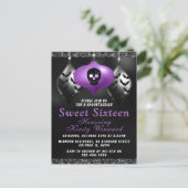 Zwarte Paarse Halloween-versiering Sweet 16 Briefkaart (Staand voorkant)