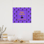 Zwarte paarse halloween wittekaart pet poster (Keuken)