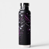 Zwarte & Paarse harten Waterfles (Rechts)