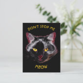 Zwarte Paarse kat met gele ogen Briefkaart (Staand voorkant)