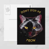 Zwarte Paarse kat met gele ogen Briefkaart (Voorkant / Achterkant)