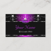 Zwarte Paarse kronkeltjes Initialen met mousserend Visitekaartje (Voorkant)