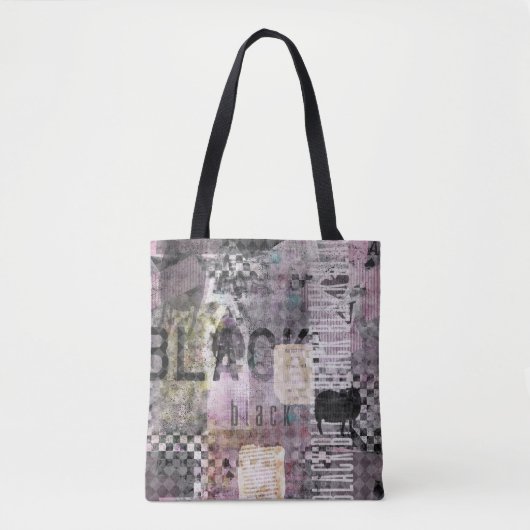 zwarte paarse moderne collage tote bag (Voorkant)