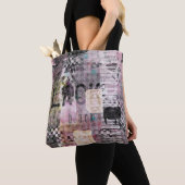zwarte paarse moderne collage tote bag (Dichtbij)
