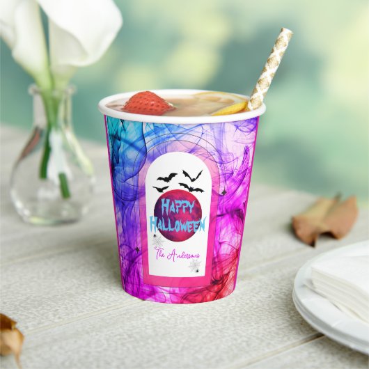 Zwarte Paarse moderne spookachtige vleermuizen Hap Papieren Bekers (Insitu)