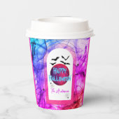 Zwarte Paarse moderne spookachtige vleermuizen Hap Papieren Bekers (Achterkant)