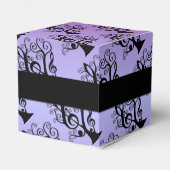 Zwarte & Paarse Muziek Treble Clef Tree Cube Box Bedankdoosjes (Achterkant)
