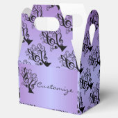Zwarte & Paarse Muziek Treble Clef Tree Gable Box Bedankdoosjes (Geopend)