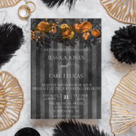 Zwarte Paarse Oranje Waterverf Floral Halloween Kaart