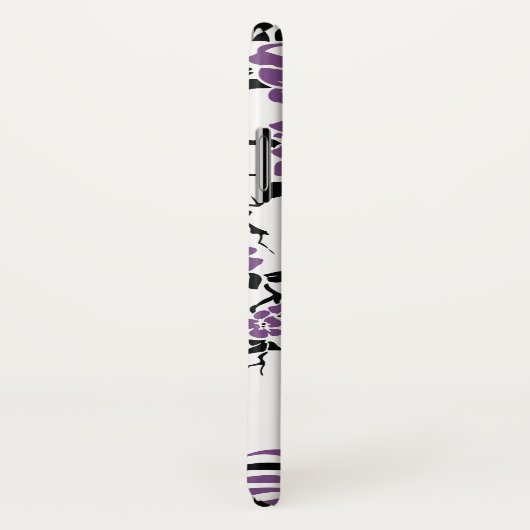 Zwarte paarse pauw & kersenbloesem art nouveau Case-Mate iPhone case (Achterkant / rechts)