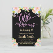 Zwarte Paarse prinses Birthday-uitnodigingen Kaart (Staand voorkant)