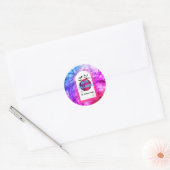 Zwarte Paarse Roze Vleermuizen Familienaam Happy H Ronde Sticker (Envelop)