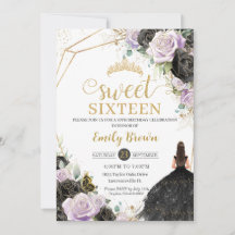 Zwarte Paarse Rozen Floral Princess Sweet Sixteen