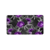 Zwarte Paarse Rozen Zilver laat donkere tuin Etiket (Voorkant)