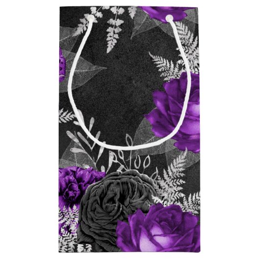 Zwarte Paarse Rozen Zilver laat donkere tuin Klein Cadeauzakje (Achterkant)