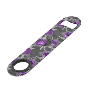 Zwarte Paarse Rozen Zilveren Bladeren Donkere Tuin Speed Flessenopener