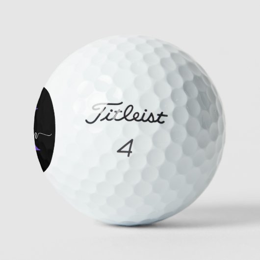Zwarte Paarse Script Monogram Golfballen (Logo)
