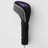 Zwarte Paarse Script Monogram Golfheadcover (Schuin)