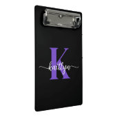 Zwarte Paarse Script Monogram Mini Klembord (Schuin)