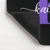 Zwarte Paarse Script Monogram Muismat (Hoek)