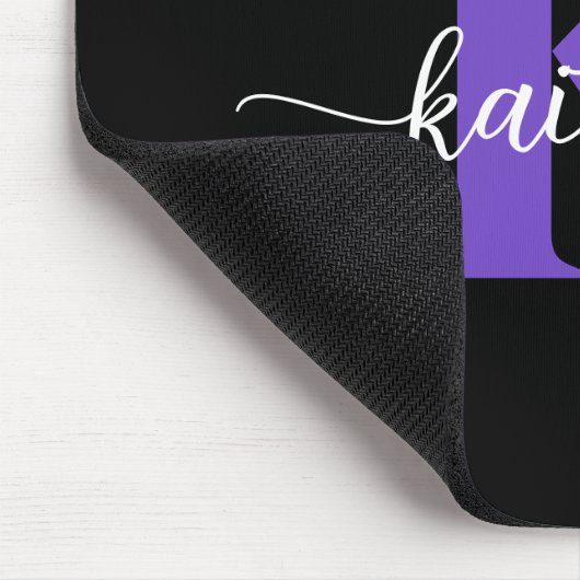 Zwarte Paarse Script Monogram Muismat (Hoek)