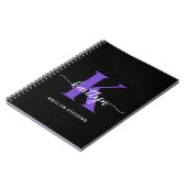 Zwarte Paarse Script Monogram Notitieboek (Linkerzijde)