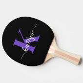 Zwarte Paarse Script Monogram Tafeltennisbatje (Zijkant)
