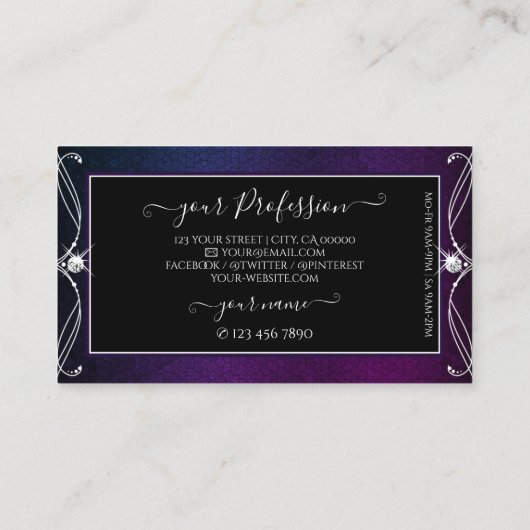 zwarte Paarse spaardiamanten voegen Logo toe Visitekaartje (Achterkant)