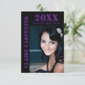 Zwarte/Paarse stencil letters-3x5 Afstudeerder Aan Kaart (Staand voorkant)