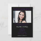 Zwarte/Paarse stencil letters-3x5 Afstudeerder Aan Kaart (Achterkant)