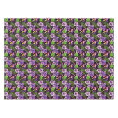 Zwarte paarse tropische flora waterverf patroon tafelkleed (Voorkant (Horizontaal))